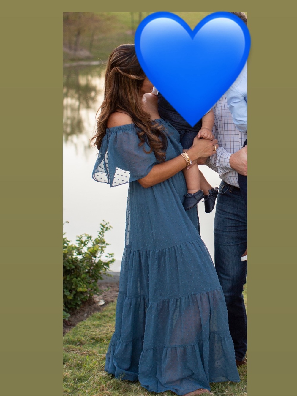 Off-Shoulder Blue Maxi Dress with Ruffle Bodice - Picture 6 of 9